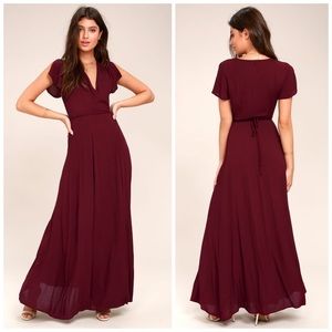 Burgundy Boho Wrap Maxi Dress
